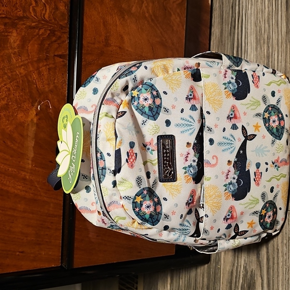 Lily Bloom Multicolor Backpack with Marine Life Design  NWT  12x12x4 in